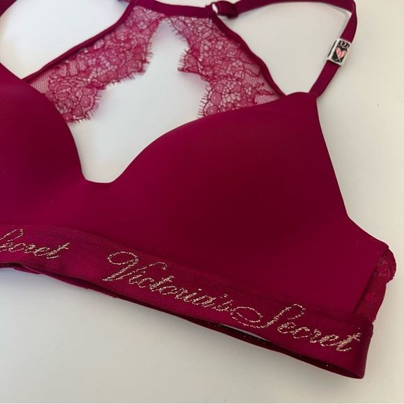 Victoria’s Secret The T-Shirt Lightly Lined Wireless Bra Lace Back Raspberry - Picture 6 of 11